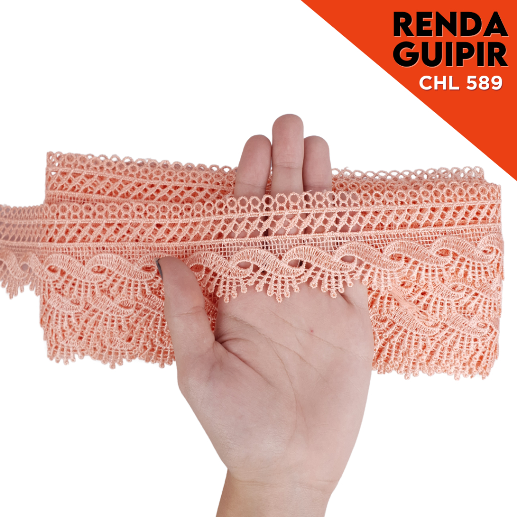 Renda Guipir 50mm Rolo com 13,7 Metros Acabamento Decorativo para Costura e Artesanato | CHL-589 |AE