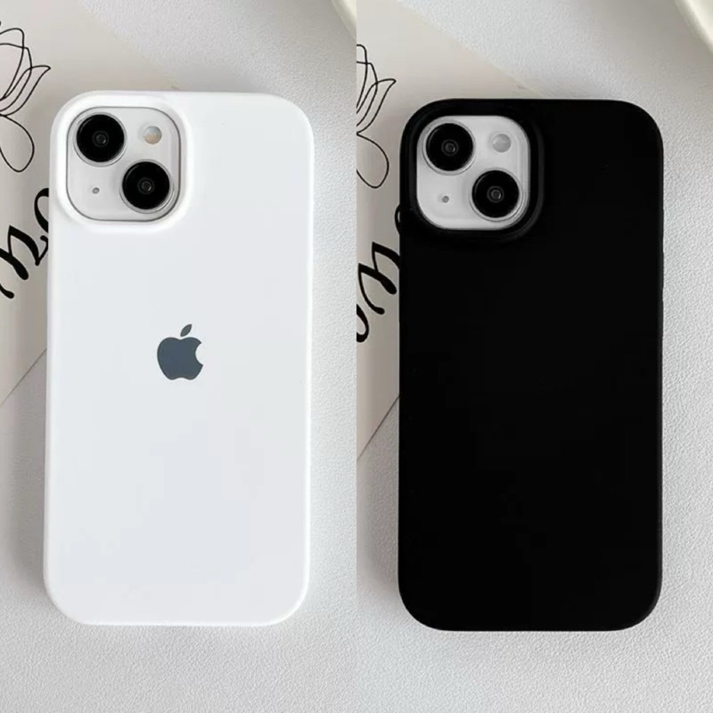 Capinha Silicone Aveludada Cor BRANCO PRETO Para IPhone 7Plus/XR/11/13/14/15/15Promax/16/16Promax