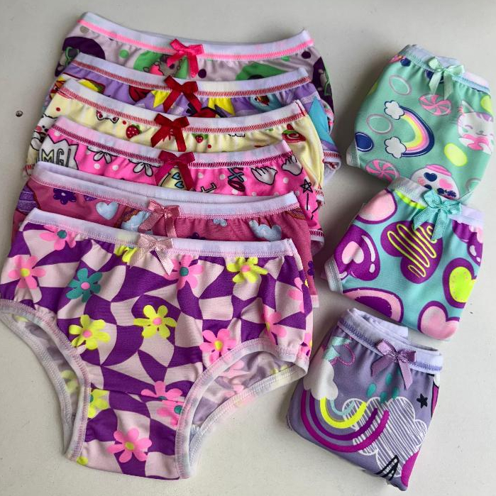 Kit 5 Calcinhas Infantil Menina Desfralde, Algodão Macio, Forro Confortável, Idade 1 a 12 Anos