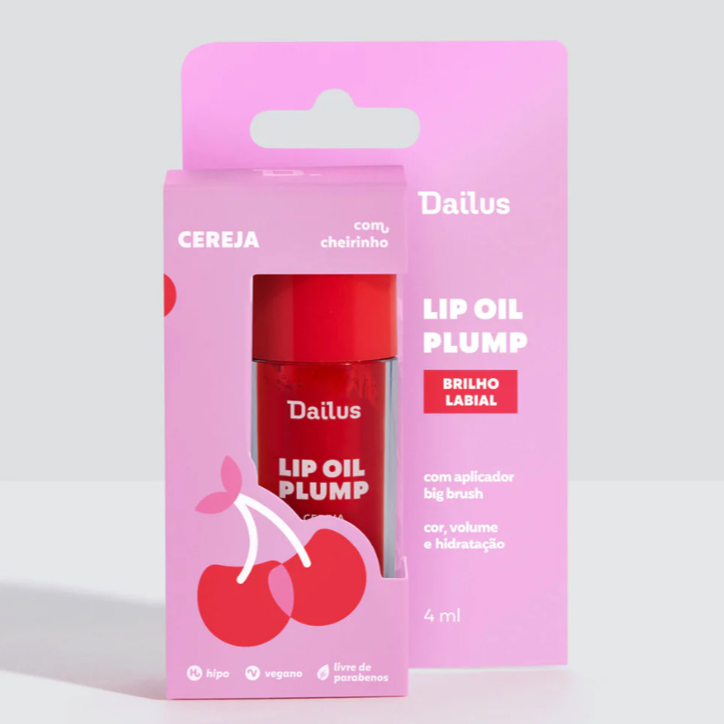 Lip Oil Plump Ice Cherry Dailus | Hidratação e Volume em Oferta na Shopee