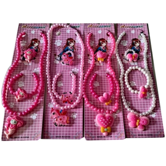 Kit 6/12/24 Cartelas De Colar Conjunto Cada Carteiras Tem Colar Pulseira Anel Com Pingente MODA Infantil