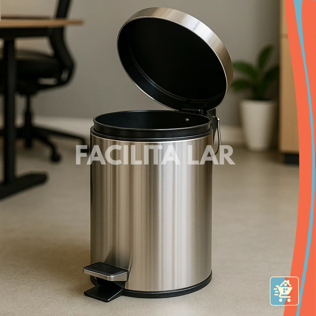 Lixeira Inox com Pedal 3 e 5L — Tampa com Fechamento Suave | Banheiro, Cozinha ou Escritório