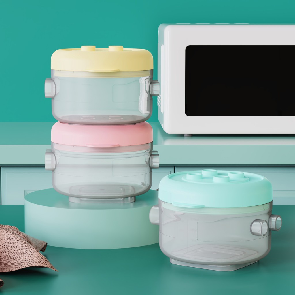 Conjunto de 3 Potes Para Leite em Pó e Grãos ou Pequenos Alimentos Com Formato de Blocos Para Montar