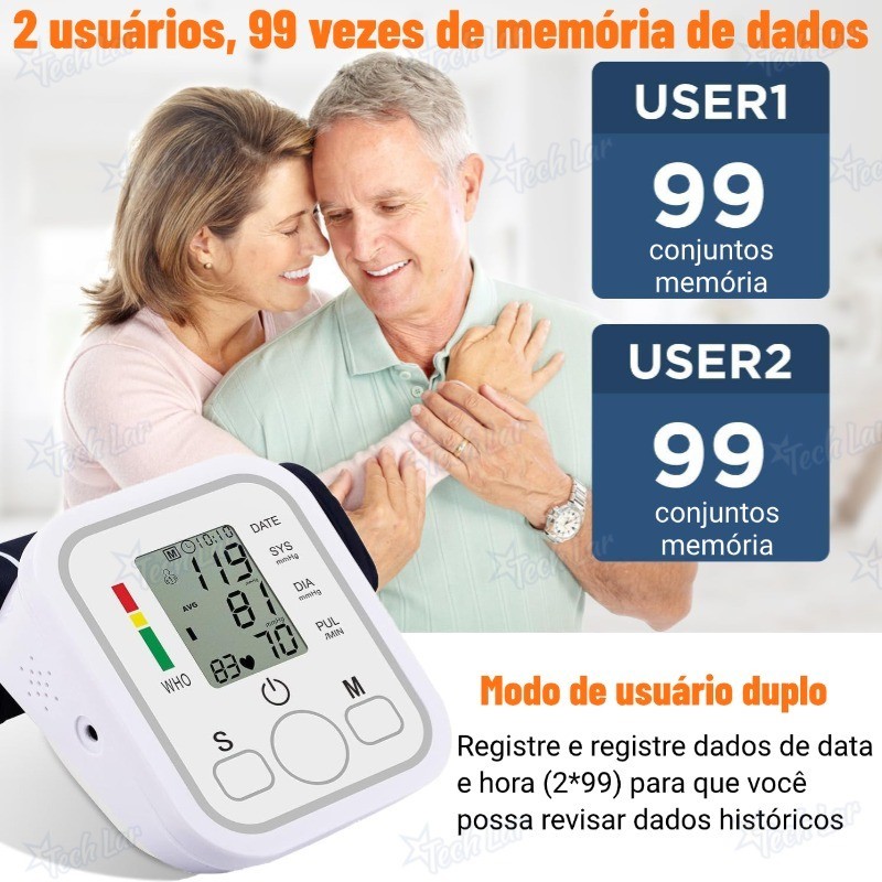 Medidor de Pressão Arterial de Braço Pulso Aparelho Monitor Digital Branco Automatico uso Doméstico Produto Original