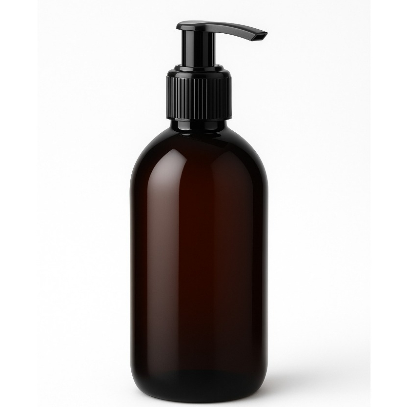 Frasco Euro Âmbar 250ml com Válvula Bico de Pato- Saboneteira Shampoo Condicionador