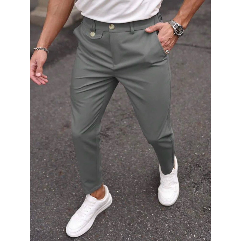 Calça masculina elegante alfaiataria Moderna premium detalhe no cos ABA em Oferta na Shopee