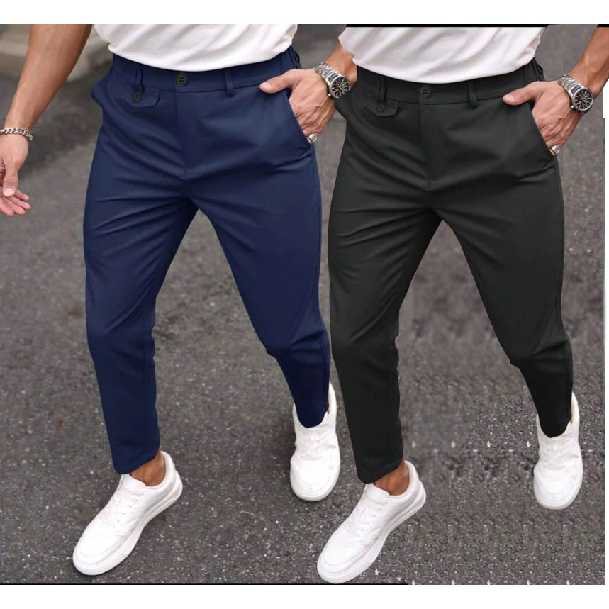 Kit 2 Calça masculina elegante alfaiataria premium detalhe no cos ABA em Oferta na Shopee