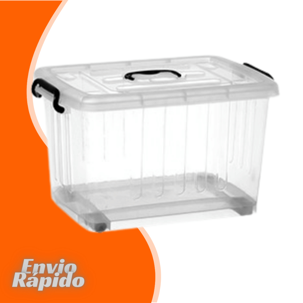 Caixa Container Plastico 54,5 Litros Cesto Organizador Multiuso Com Tampa Rodinha Rodas Empilhavel