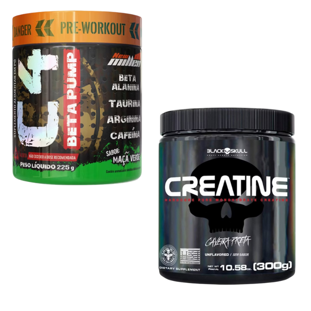Kit C4 Beta Pump 225g + Creatina Black Skull Monohidratada 300g 100% Pura