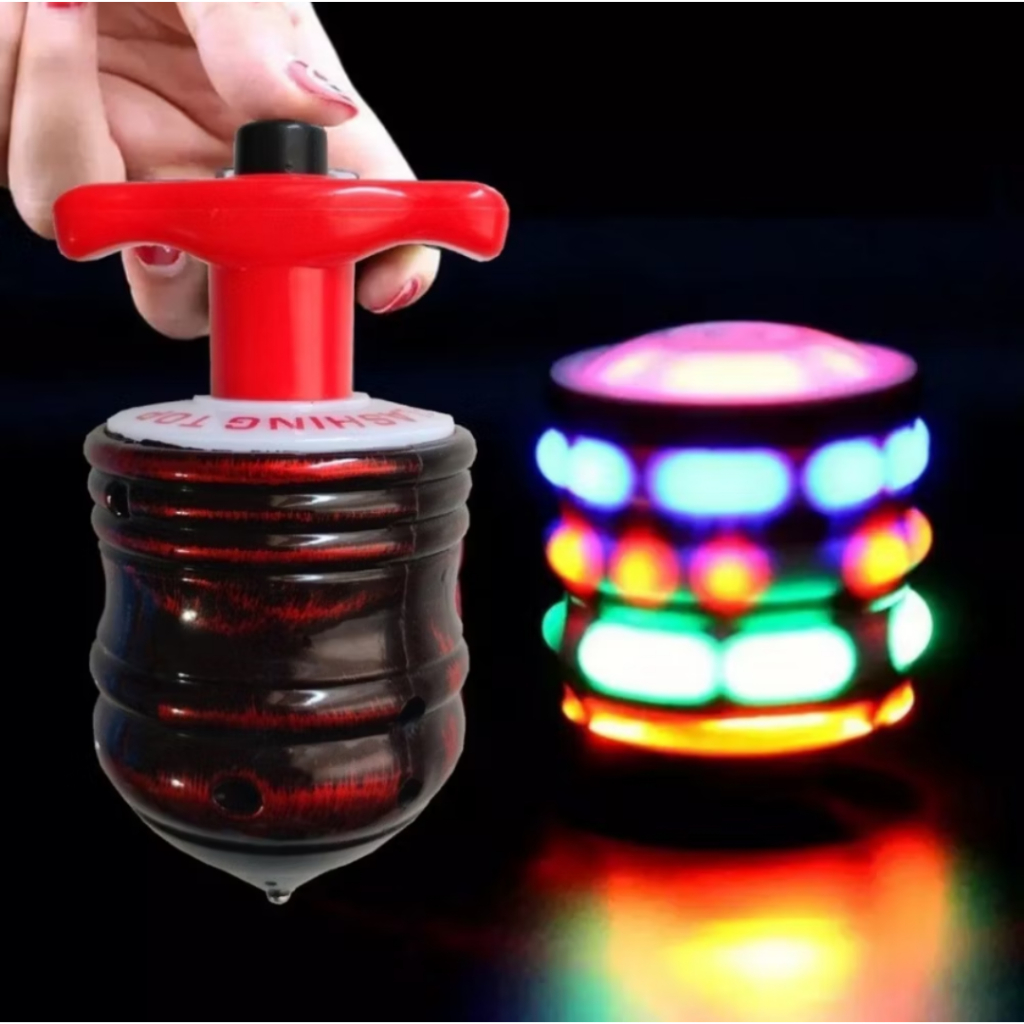 Pião Musical Luminoso Com Lançador Automático Pião Com Luz e Som Lazer Brinquedo