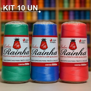 KIT 10 Cones Linha Grossa TEX 360 – 500m Polipropileno para Crochê, Tricô e Macramê em Oferta na Shopee