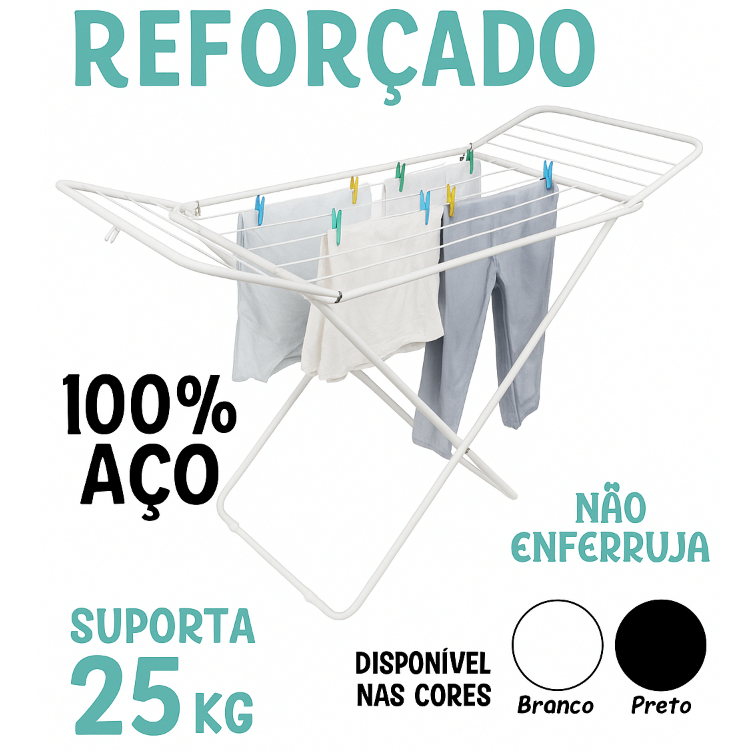 Varal De Chão Reforçado Seca Roupas Retrátil Casa Apartamento Lavanderia Com Abas em Oferta na Shopee