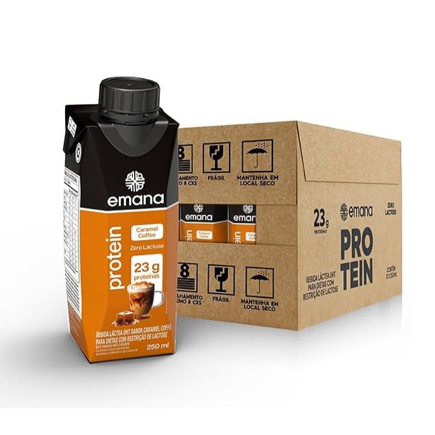 Emana Bebida Protein 23g Sabor Caramel Coffee 250ml - Kit 12 unidades em Oferta na Shopee