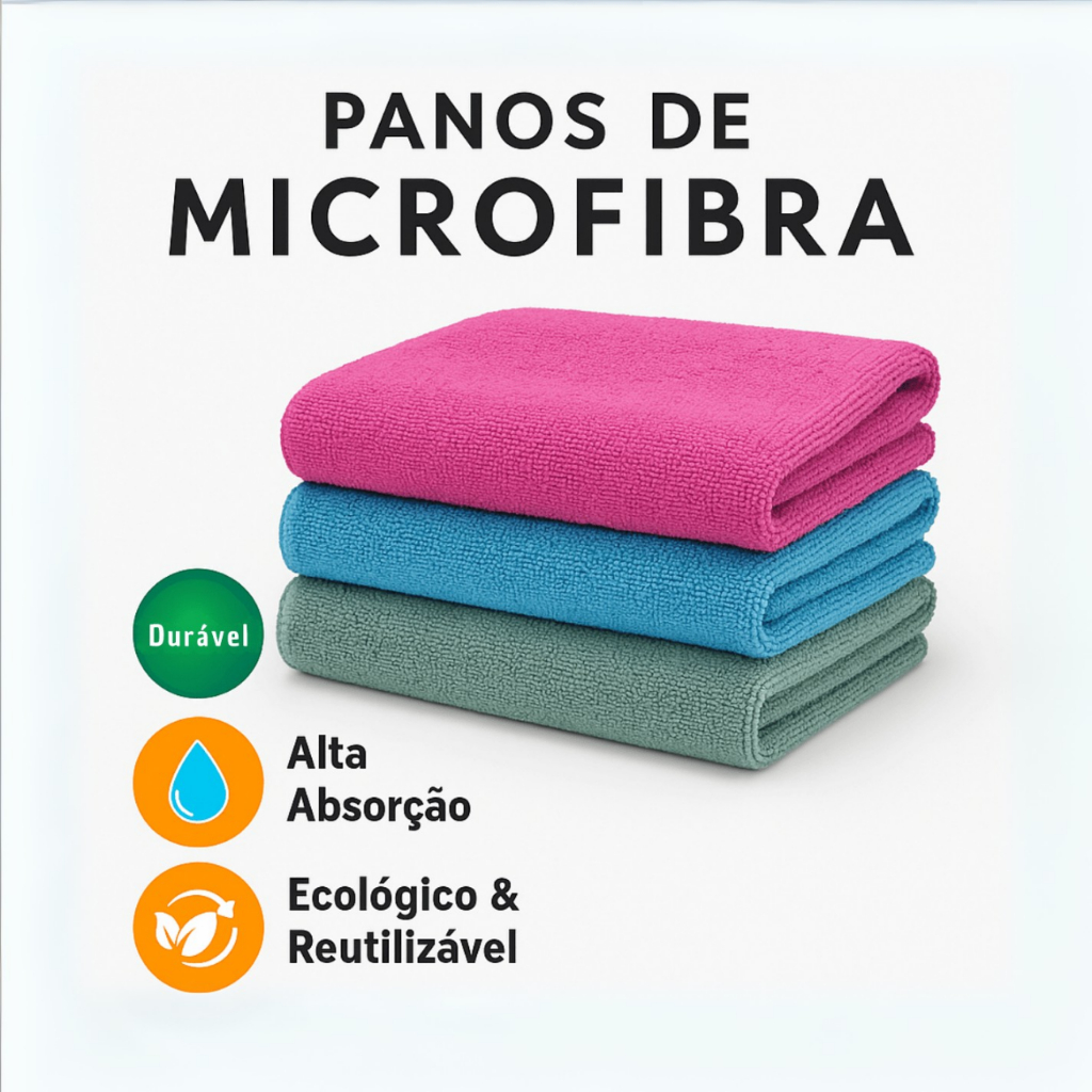 Kit Panos de Microfibra 30x30 cm Premium Limpeza Multiuso Durabilidade e Alta Absorção