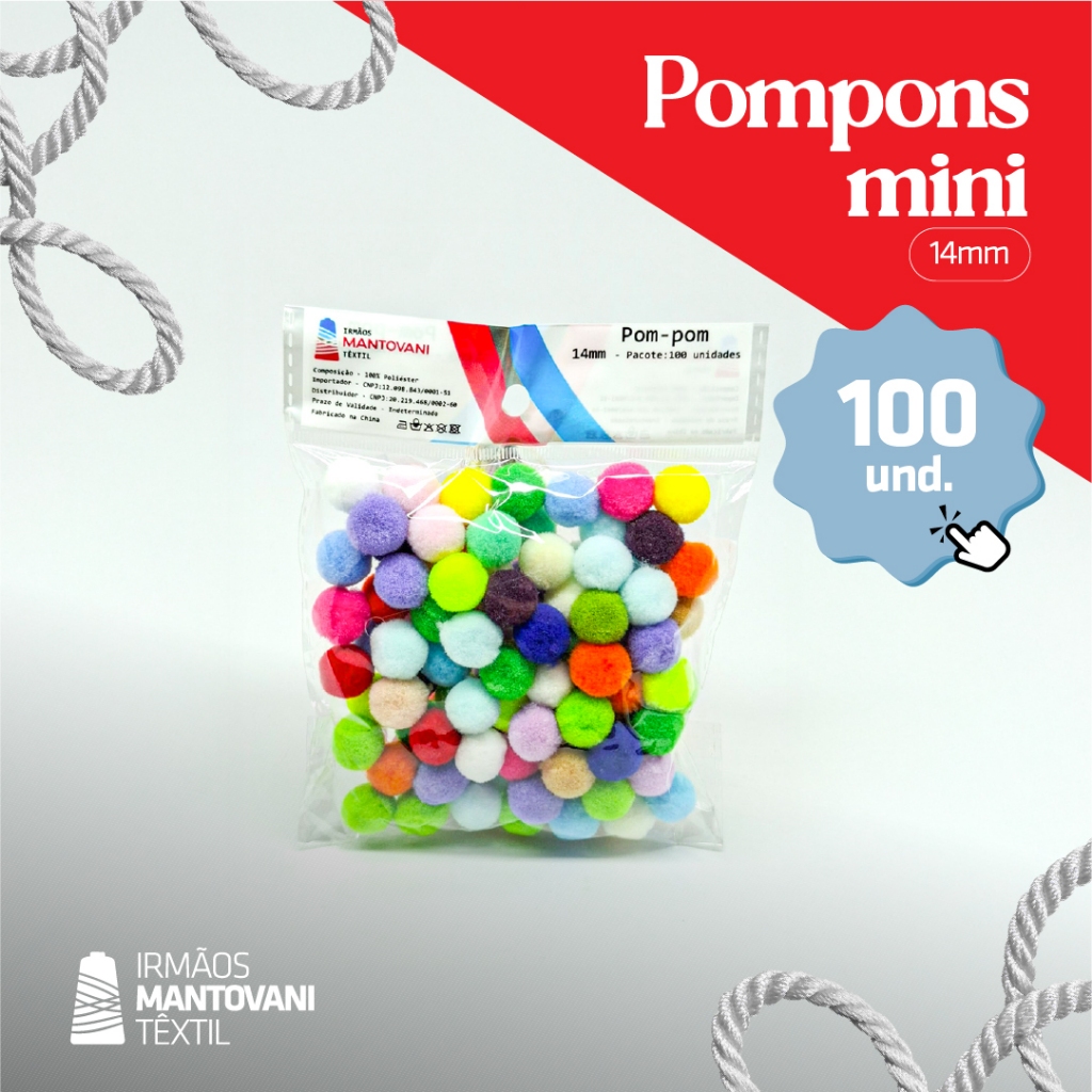 Pompom Mini 14mm – Pacote com 100 unidades | Tiaras, Festas, Laços, Artesanato em Oferta na Shopee
