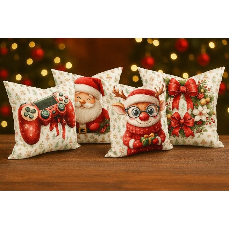 NATAL!! KIT 4 CAPAS DE ALMOFADAS NATALINAS DECORATIVAS 45X45 cm