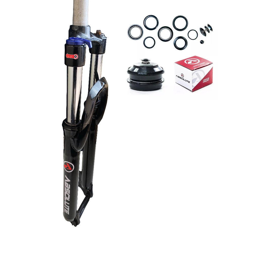 Kit Garfo Suspensão Absolute aro 29 com trava no ombro+caixa de direção absolute mega over ahedset Bike mtb em Oferta na Shopee