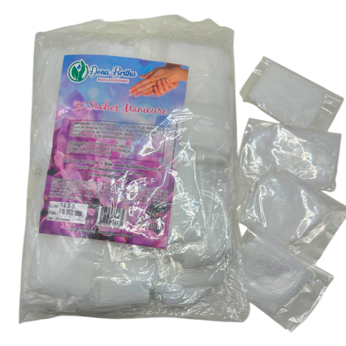 Luva com Creme Emoliente Manicure C/50 Pares Dona Brilha