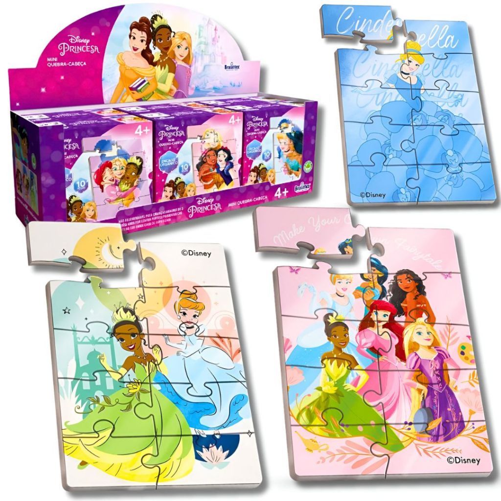 Kit com 6/12/24 Jogos Quebra Cabeça Lembrancinha infantil Princesas Disney 10 Peças Original em Oferta na Shopee