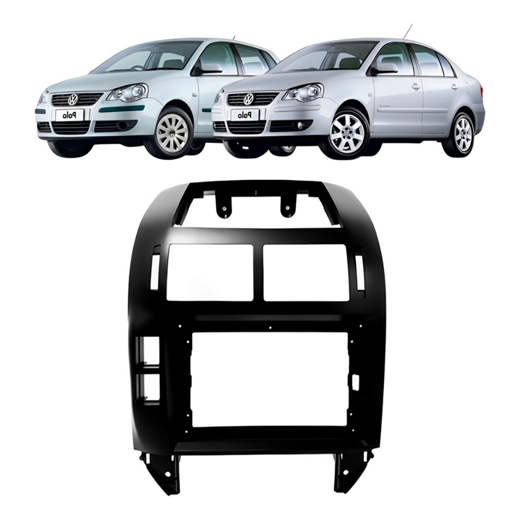 Moldura Painel Central Multimidia 9Polegadas Polo Hatch Sedan 2003 à 2011 Preta Padrão Chinês Expex em Oferta na Shopee