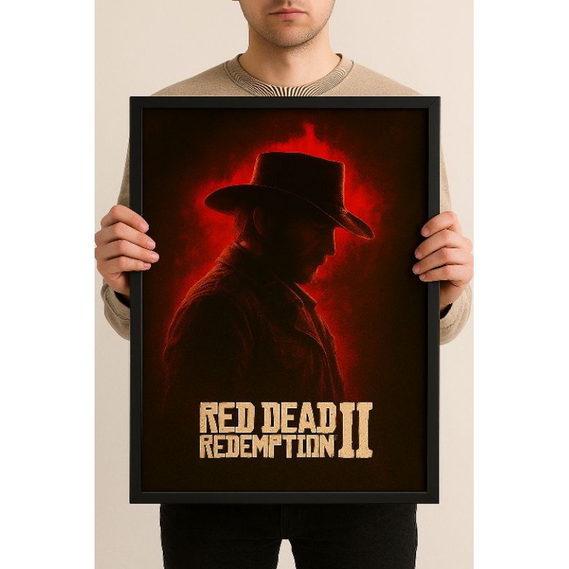 Quadro Decorativo Red Dead Redemption 2 Jogo Arthur Morgan - Arte Gamer Moderna Para Quarto Sala