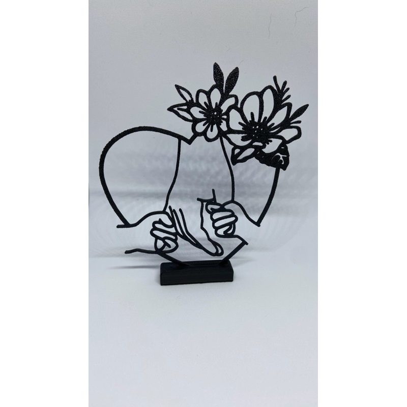Quadro mãe e filho Decorativo  mesa -Quadro Decorativo  -Quadros Sala, Varanda. Silhueta Mulher com Flores em Vaso