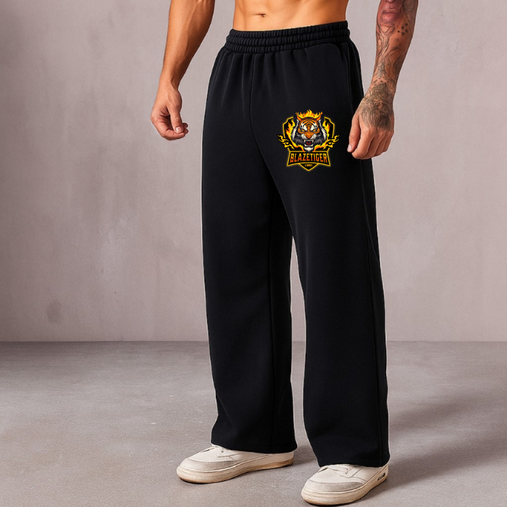 Moletom Calça Larga Urban Style Wide Leg Flanelada Premium Tendência Hip Hop Modelo Blaze Tiger
