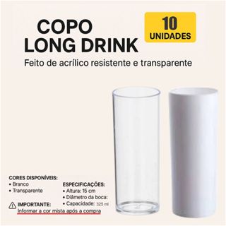 10 Copo Long Drink Acrílico 325ml Para Festa Para Personalizar em Oferta na Shopee