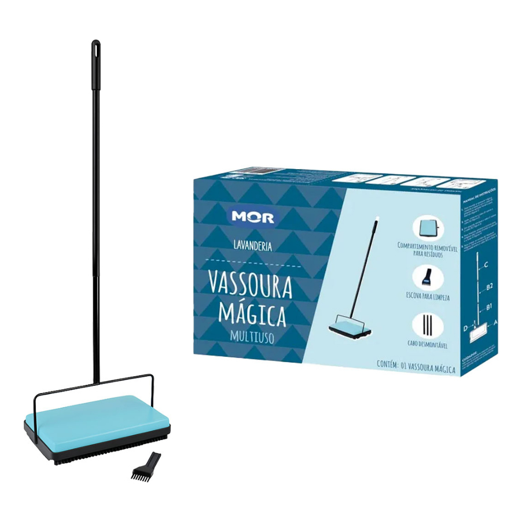 Vassoura Mágica Mor Retrô – Remove Pelos e Sujeiras sem Esforço, Tapetes, Carpetes e Pelos.