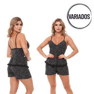 Pijama feminino baby dool pijama liganete alcinha short doll malha fria pijama baby doll