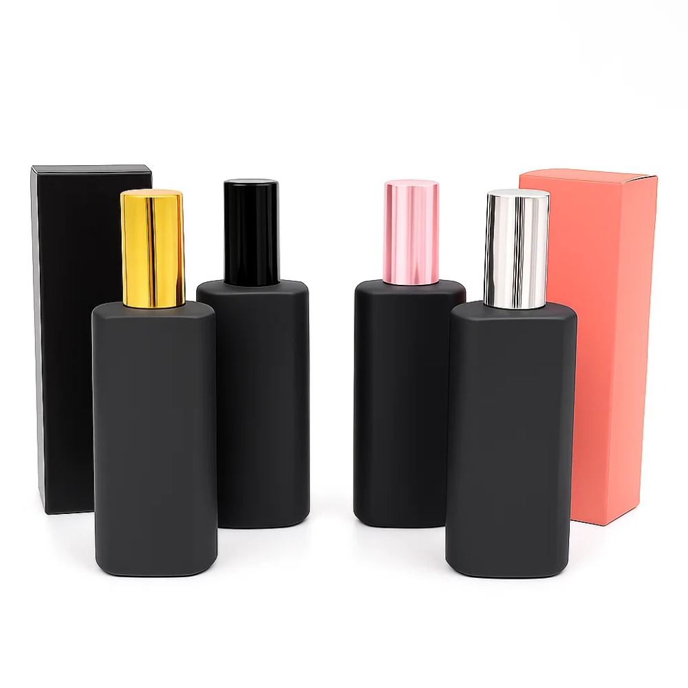 Vidro Perfume 100ml Preto Fosco + Valvula Spray + Caixa em Oferta na Shopee