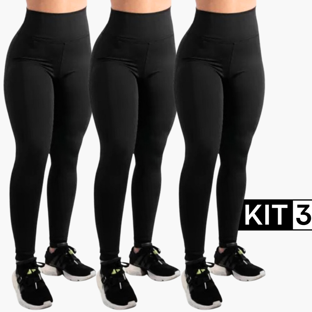 Legging Feminina Kit 3 Calça Suplex Grossa Zero Transparência Cós Duplo em Oferta na Shopee