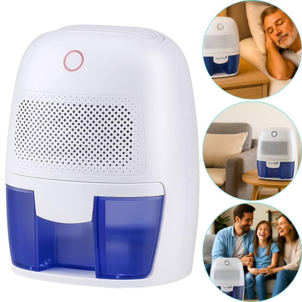 Desumidificador de Ar Antimofo Fungos Odores Eficiente Silencioso Portátil Mini Desumidificador Sem Umidade em 15m²