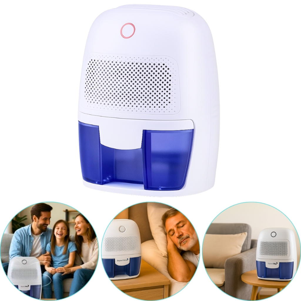 Mini Desumidificador de Ar 600ml Para Retirar a Umidade do Ambiente Antimofo Odores Fungos Eficiente Silencioso Portátil