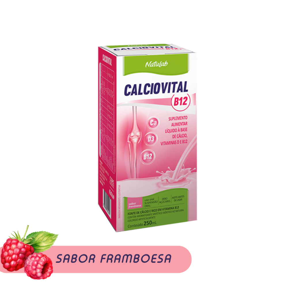 Calciovital B12 250ml - Calcio + B12 + Vit D Sabor Framboesa