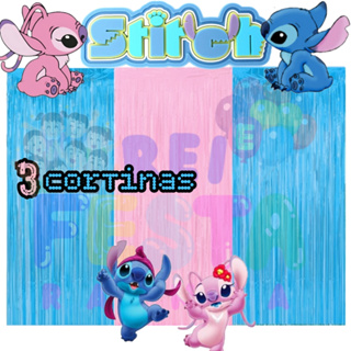 kit: 3 Cortina Metalizada , STITCH Decoração Festa Aniversário Adereços Banner Festival Comemoração em Oferta na Shopee