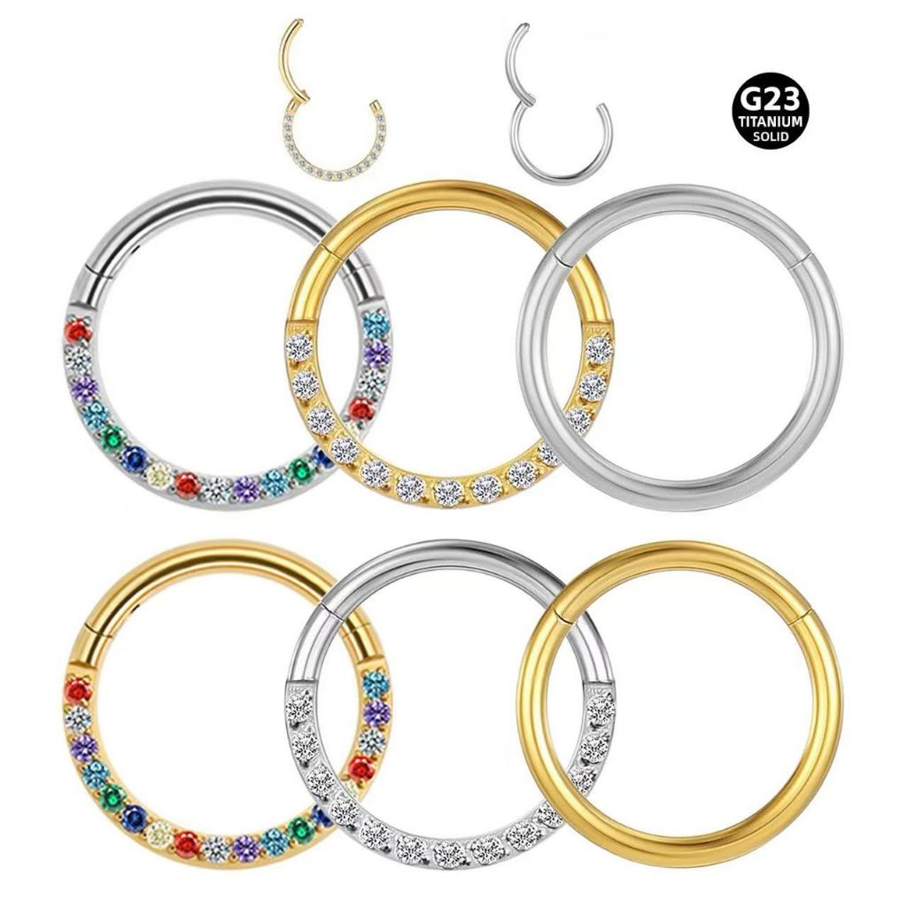 Piercing Argola Septo Titânio 6/8/10mm Com Zircônias Segmento para Nairz Daith Helix Tragus em Oferta na Shopee