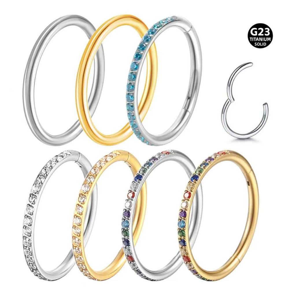 Piercing argola aberta elegante de titânio G23 sintético com zircônia para nariz e orelha, cartilagem, hélice, 18K banha em Oferta na Shopee