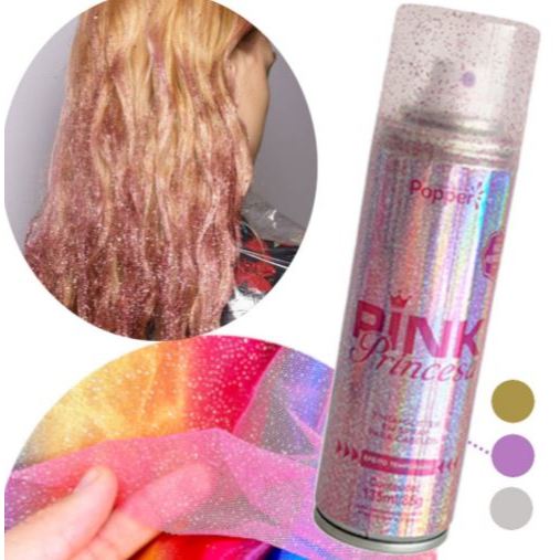 Spray Glitter Popper PINK PRINCESA Rosa - para Cabelo e Corpo Novidade Para Carnaval em Oferta na Shopee