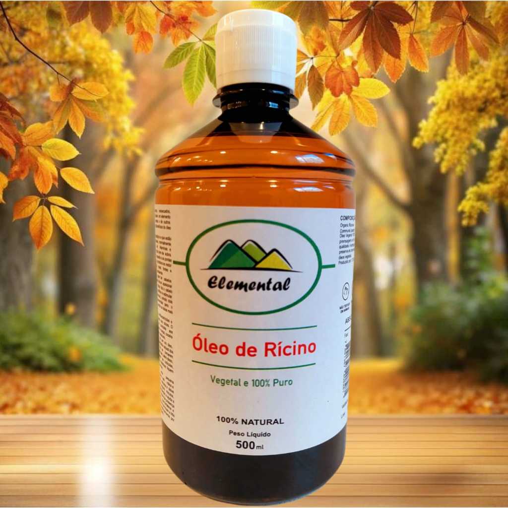 Óleo Ricino 500ml hidratante natural para cabelos, pele, unhas, cílios, sobrancelhas e barba