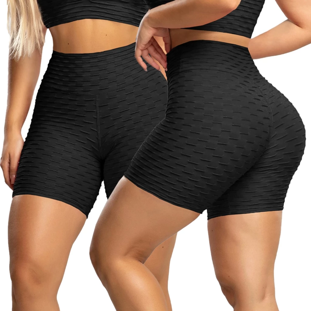 Shorts Legging Bolha e Liso Suplex de Compressão Cós Alto Empina Bumbum 3D Textura Flocada Academia — imagem 1