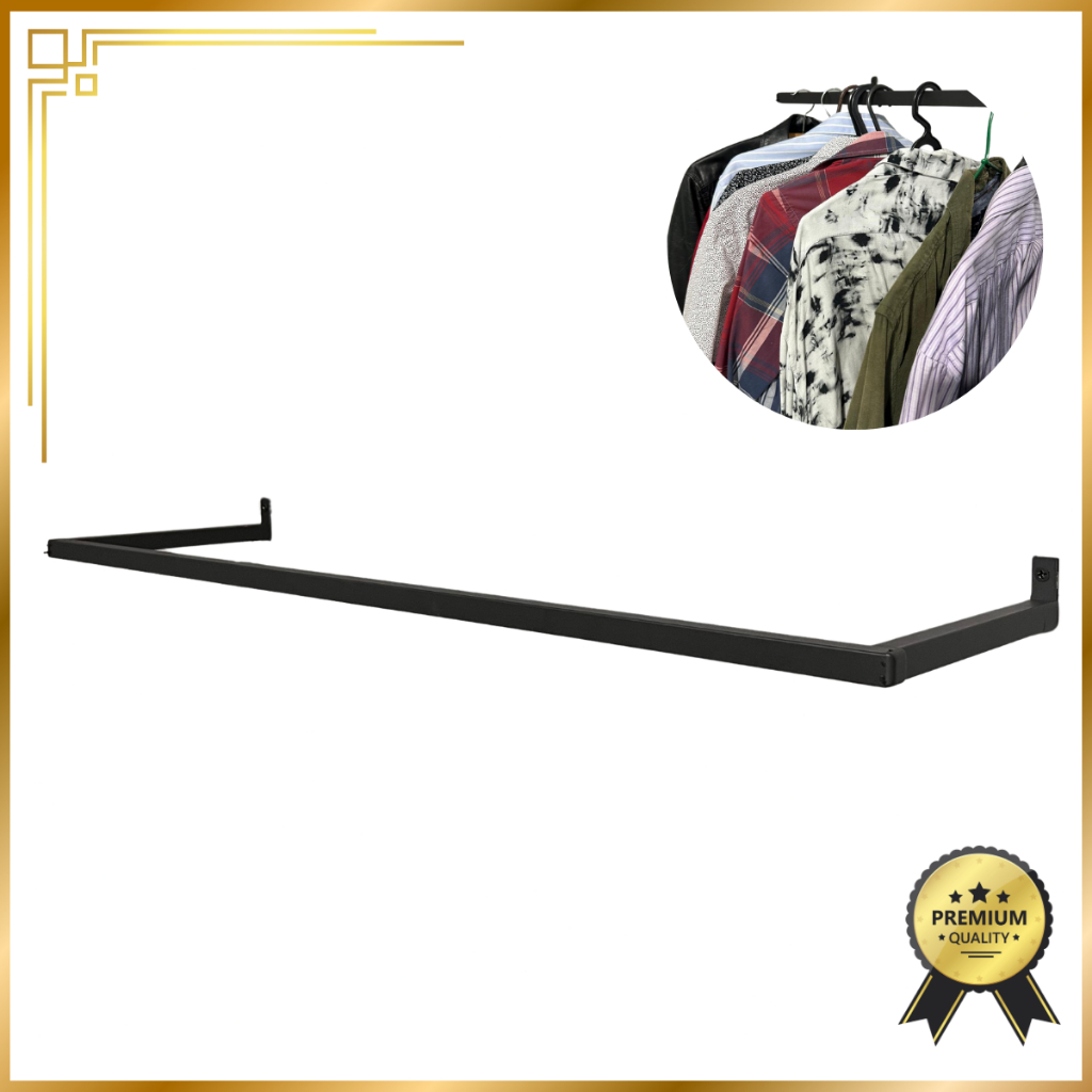 Cabide Arara de Parede 60cm-120cm Organizador de Roupas Closet Cabideiro Loja Multiuso Ferro Metalon em Oferta na Shopee