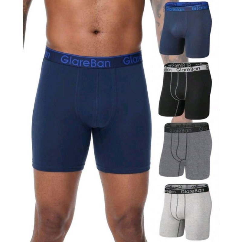4 cuecas Boxer Média-Longa Masculina, Cueca Moda Masculina, Cueca Confortável para Homens, Samba-canção Suave kit com 4