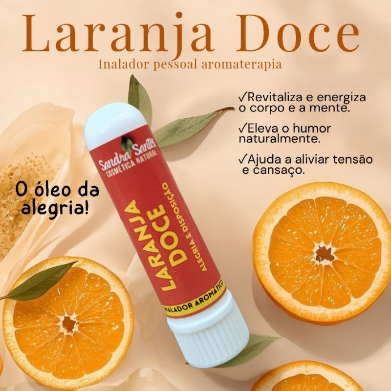 Inalador Pessoal Aromaterapia – Óleo Essencial de Laranja Doce 100% Natural
