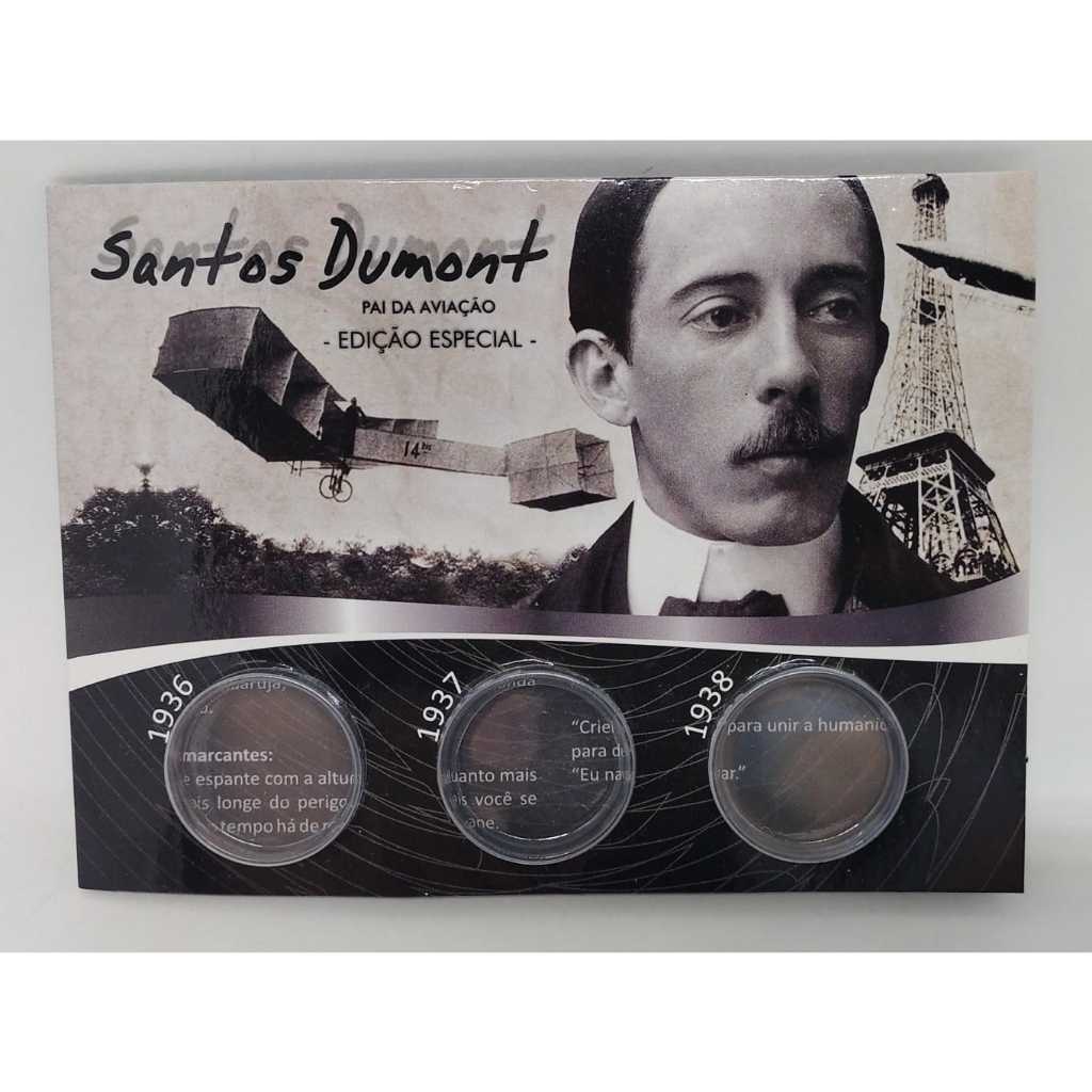 ENCARTE, CARTELA PARA AS MOEDAS DO SANTOS DUMONT.