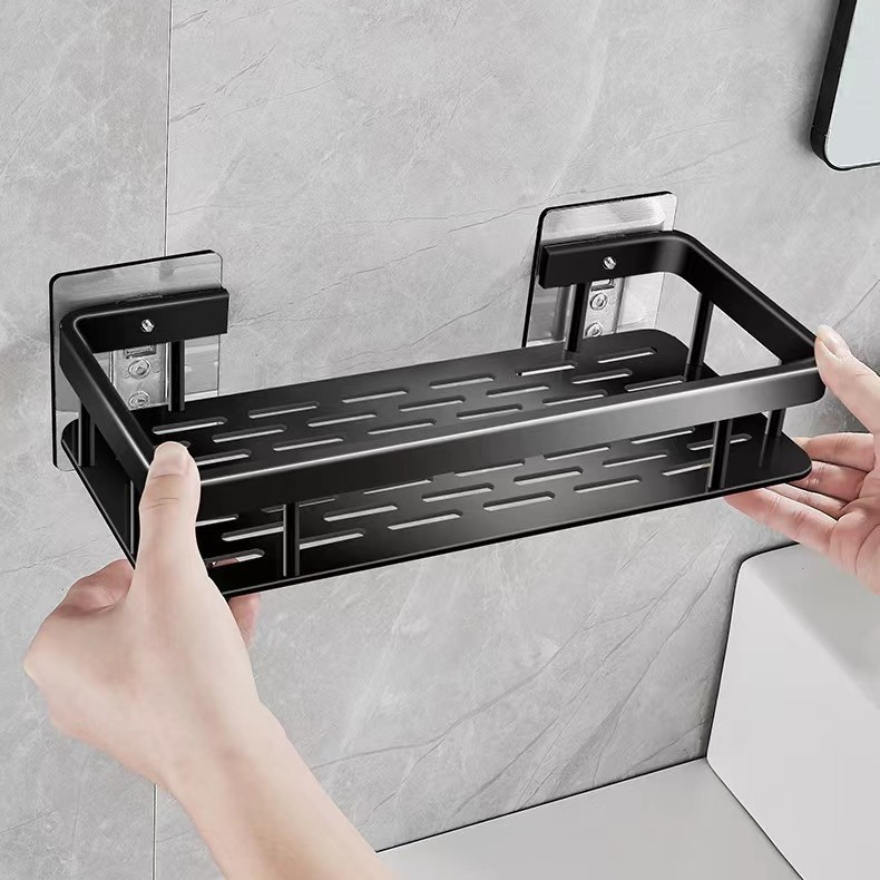 KIT 2 Suporte de Shampoo Sabonete Prateleira de Banheiro Organizador de Chuveiro Sem Furo Preto em Oferta na Shopee