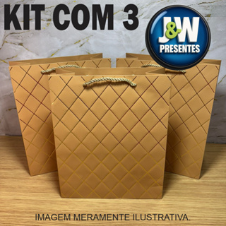 Sacola kit com 3 unidades - Bolsas Para Presente LUXO 32x26x10cm - FWB em Oferta na Shopee