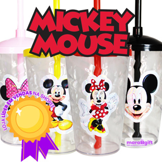 15 à 20 Copos Twister Cristal adesivo MICKEY E MINNIE MOUSE 400ML em Oferta na Shopee