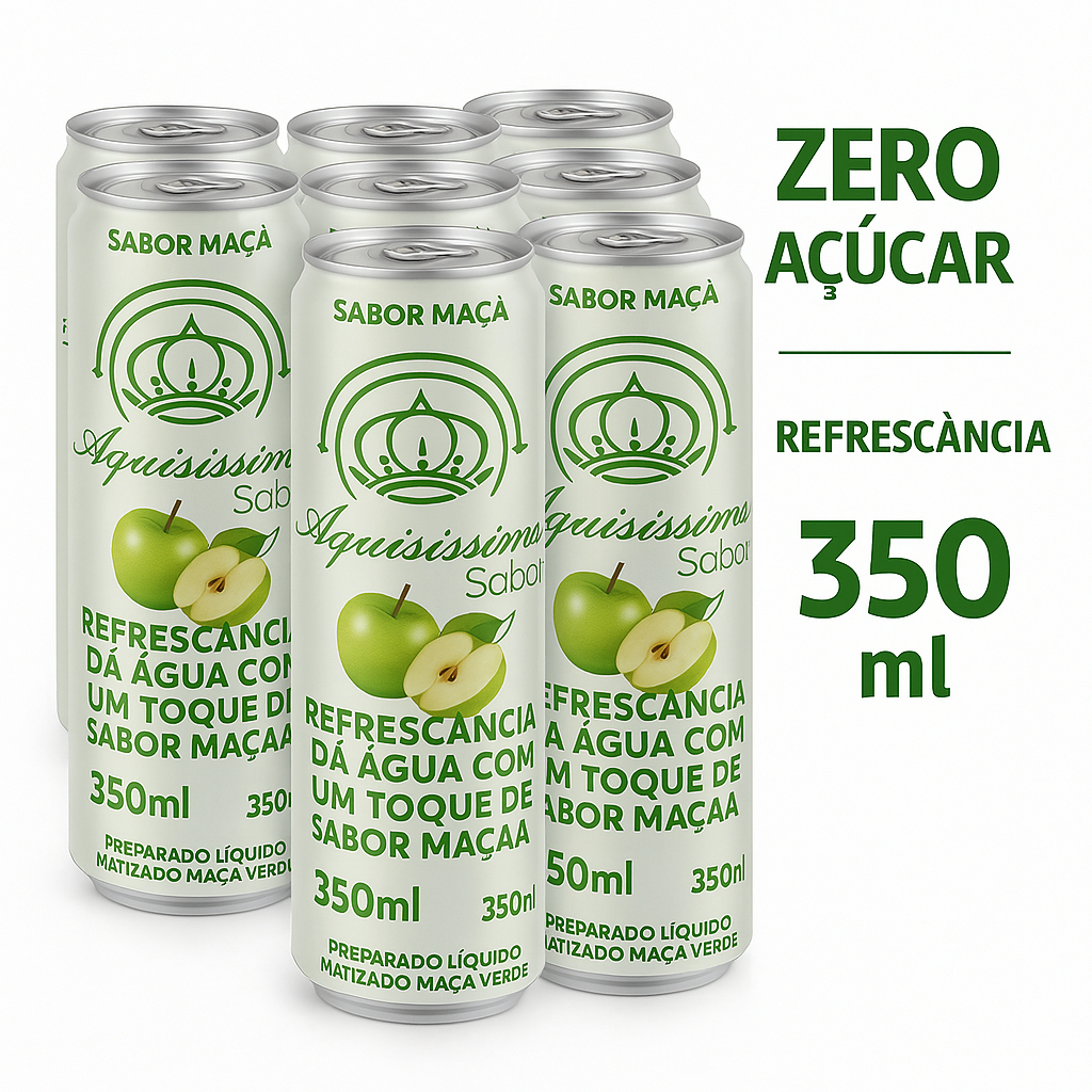 Água com sabor maça verde ou lichia zero açucar lata - pack 6 unidades