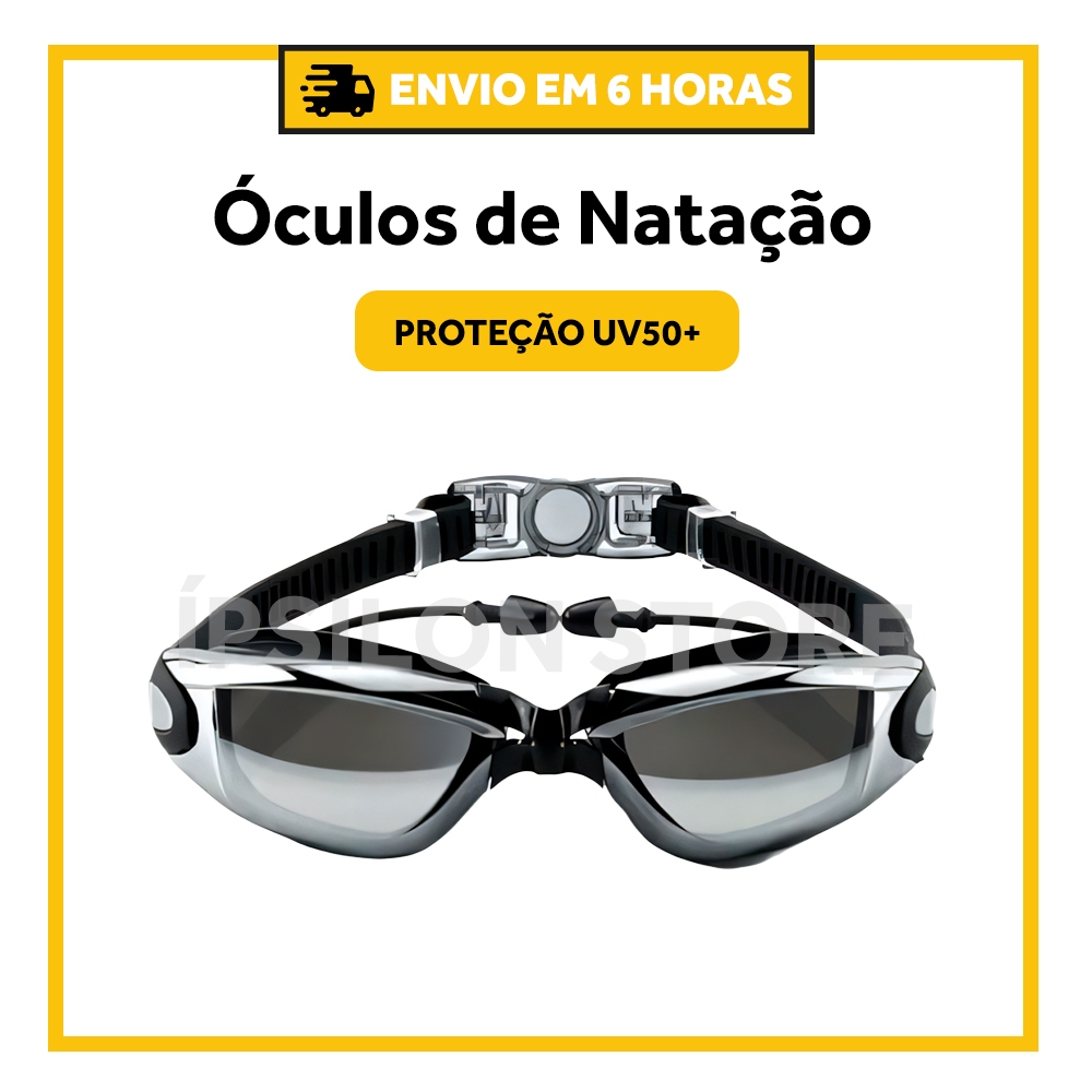 Óculos Natação Espelhado Proteção Uv Antiembaçamento com protetor Oricular